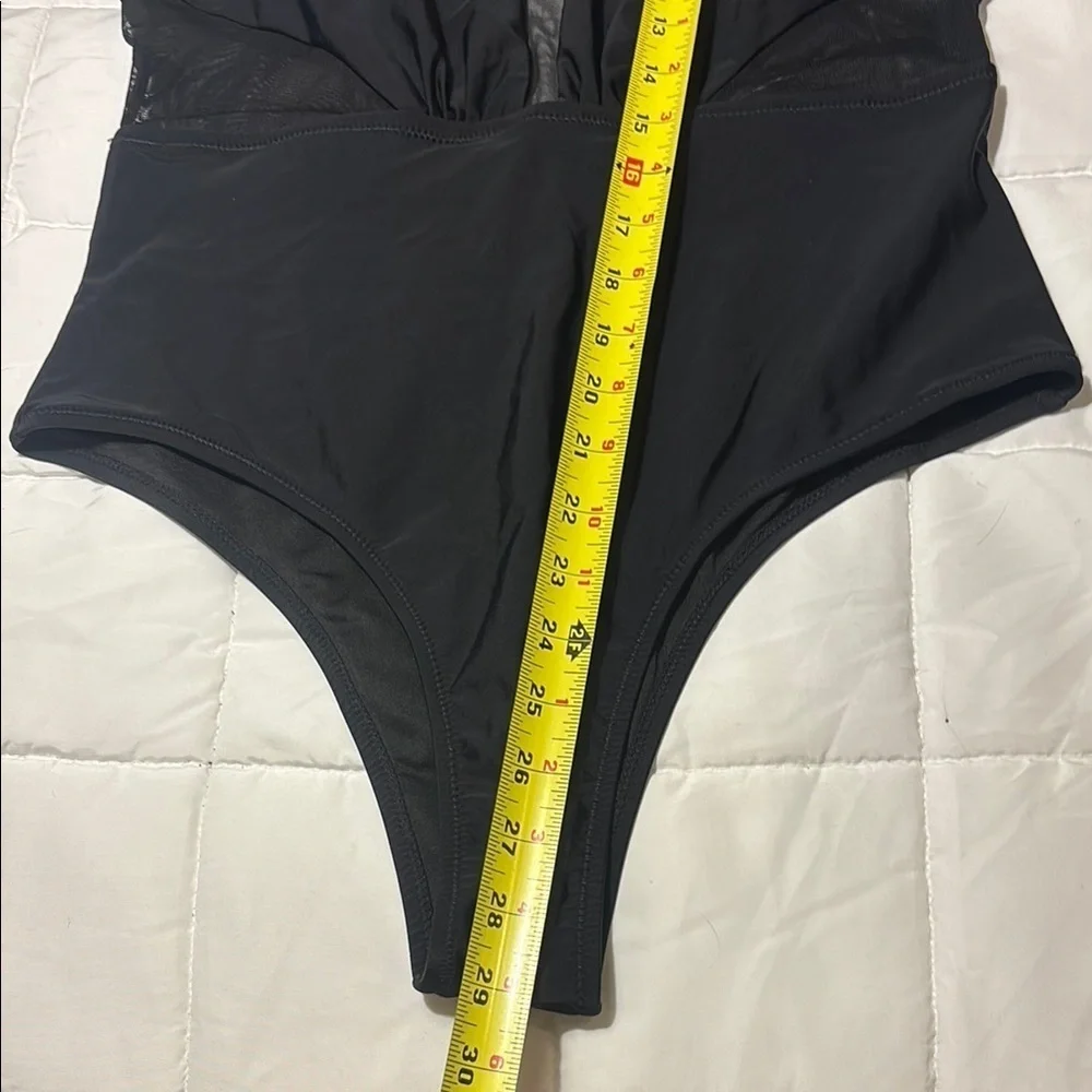 Athmile Black One-Piece Mesh, High-Cut, Tummy Control Swimsuit